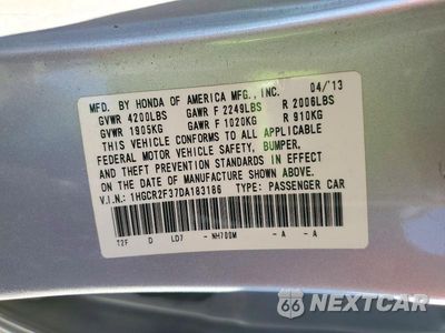 Zdjęcie 12 z 12 samochodu: 2013 HONDA ACCORD LX VIN:1HGCR2F37DA183186 - miniatura