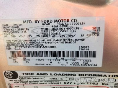 Zdjęcie 12 z 12 samochodu: 2012 FORD F150 SUPERCREW VIN:1FTFW1ETXCFA93306 - miniatura