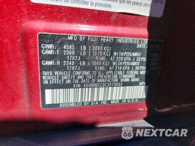 Zdjęcie 13 z 13 samochodu: 2012 SUBARU OUTBACK 2.5I PREMIUM VIN:4S4BRBCC0C3273552 - miniatura