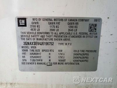 Zdjęcie 13 z 13 samochodu: 2018 CHEVROLET EQUINOX LT VIN:2GNAXSEV4J6196752 - miniatura