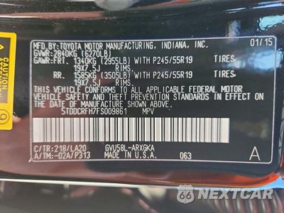 Zdjęcie 13 z 13 samochodu: 2015 TOYOTA HIGHLANDER HYBRID LIMITED VIN:5TDDCRFH7FS009861 - miniatura