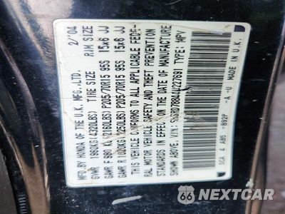 Zdjęcie 14 z 14 samochodu: 2004 HONDA CR-V EX VIN:SHSRD78844U227691 - miniatura