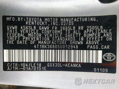 Zdjęcie 12 z 12 samochodu: 2005 TOYOTA AVALON TOURING VIN:4T1BK36B05U012948 - miniatura