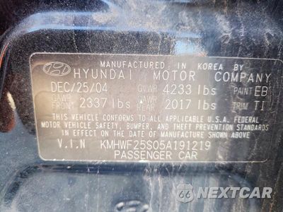 Zdjęcie 12 z 12 samochodu: 2005 HYUNDAI SONATA GL VIN:KMHWF25S05A191219 - miniatura