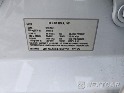 Zdjęcie 14 z 14 samochodu: 2022 TESLA MODEL Y VIN:7SAYGDEE7NF427276 - miniatura