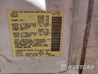 Zdjęcie 13 z 13 samochodu: 2012 NISSAN NV 2500 DELIVERY VAN VIN:1N6AF0LY8CN116720 - miniatura