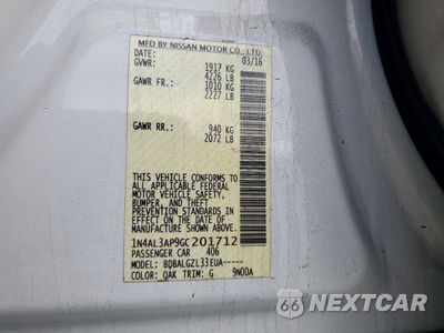 Zdjęcie 12 z 12 samochodu: 2016 NISSAN ALTIMA 2.5 S VIN:1N4AL3AP9GC201712 - miniatura