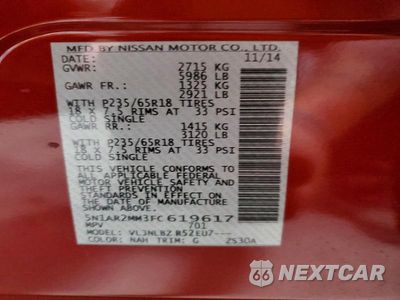Zdjęcie 13 z 13 samochodu: 2015 NISSAN PATHFINDER S VIN:5N1AR2MM3FC619617 - miniatura