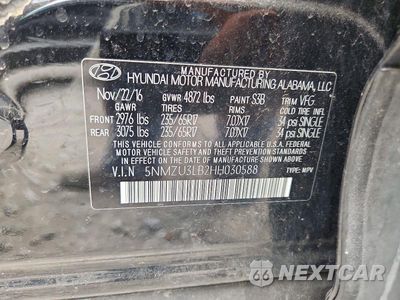Zdjęcie 13 z 13 samochodu: 2017 HYUNDAI SANTA FE SPORT 2.4L VIN:5NMZU3LB2HH030588 - miniatura