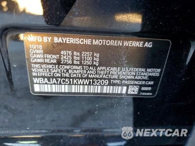 Zdjęcie 13 z 13 samochodu: 2019 BMW 530 XI VIN:WBAJA7C51KWW13209 - miniatura
