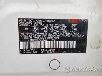 Zdjęcie 13 z 13 samochodu: 2007 TOYOTA RAV4 BASE VIN:JTMBD33V875106232 - miniatura