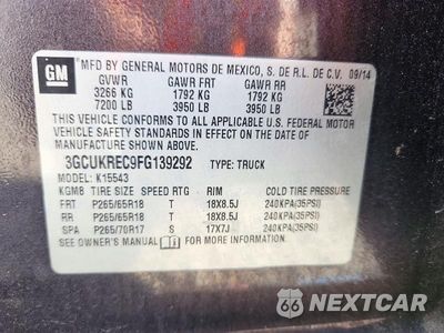 Zdjęcie 12 z 12 samochodu: 2015 CHEVROLET SILVERADO K1500 LT VIN:3GCUKREC9FG139292 - miniatura