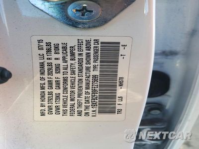 Zdjęcie 12 z 12 samochodu: 2015 HONDA CIVIC EX VIN:19XFB2F89FE275699 - miniatura
