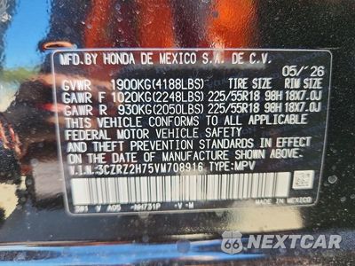 Zdjęcie 13 z 13 samochodu: 2027 HONDA HR-V EXL VIN:3CZRZ2H75VM708916 - miniatura