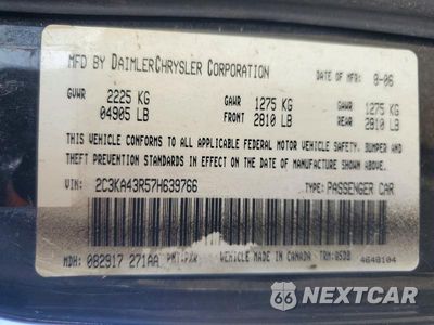 Zdjęcie 12 z 12 samochodu: 2007 CHRYSLER 300 VIN:2C3KA43R57H639766 - miniatura