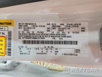 Zdjęcie 12 z 12 samochodu: 2021 FORD RANGER XL VIN:1FTER4FH8MLD17691 - miniatura