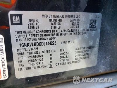 Zdjęcie 13 z 13 samochodu: 2013 CHEVROLET TRAVERSE LTZ VIN:1GNKVLKDXDJ144223 - miniatura