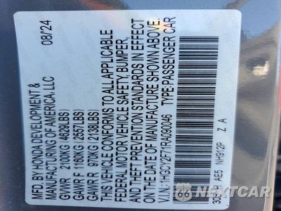 Zdjęcie 12 z 12 samochodu: 2024 HONDA ACCORD HYBRID SPORT-L VIN:1HGCY2F71RA090046 - miniatura