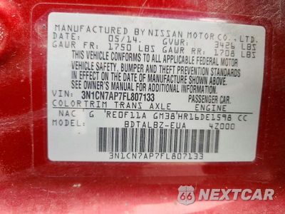 Zdjęcie 12 z 12 samochodu: 2015 NISSAN VERSA 1.6 SV VIN:3N1CN7AP7FL807133 - miniatura