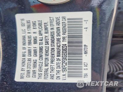 Zdjęcie 13 z 13 samochodu: 2016 HONDA CIVIC LX VIN:19XFC2F5XGE038224 - miniatura