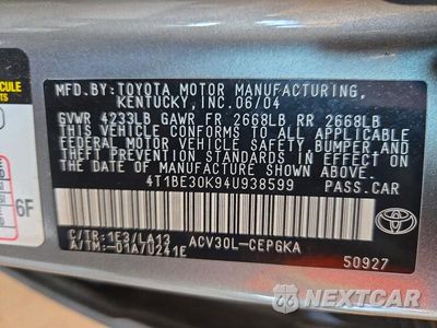 Zdjęcie 12 z 12 samochodu: 2004 TOYOTA CAMRY XLE VIN:4T1BE30K94U938599 - miniatura