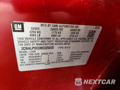 Zdjęcie 13 z 13 samochodu: 2011 CHEVROLET EQUINOX LT VIN:2CNALPEC6B6325605 - miniatura