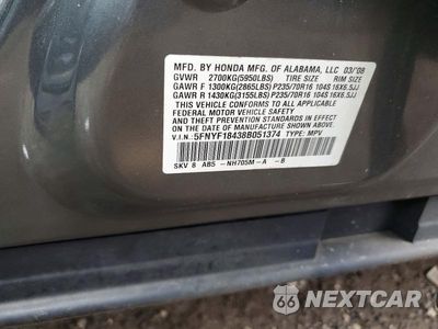Zdjęcie 13 z 13 samochodu: 2008 HONDA PILOT EX VIN:5FNYF18438B051374 - miniatura