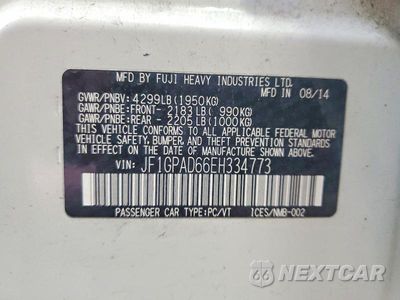 Zdjęcie 13 z 13 samochodu: 2014 SUBARU IMPREZA PREMIUM VIN:JF1GPAD66EH334773 - miniatura