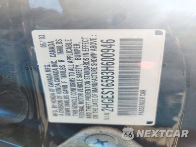 Zdjęcie 12 z 12 samochodu: 2003 HONDA CIVIC LX VIN:2HGES16593H600946 - miniatura