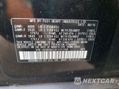 Zdjęcie 13 z 13 samochodu: 2015 SUBARU OUTBACK 2.5I PREMIUM VIN:4S4BSACC6F3352288 - miniatura