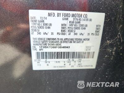 Zdjęcie 13 z 13 samochodu: 2015 FORD EXPLORER XLT VIN:1FM5K7D88FGB46943 - miniatura