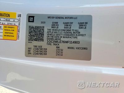 Zdjęcie 12 z 12 samochodu: 2021 CHEVROLET SILVERADO C2500 HEAVY DUTY VIN:1GC0WLE76MF114903 - miniatura