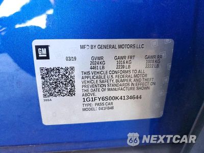 Zdjęcie 12 z 12 samochodu: 2019 CHEVROLET BOLT EV LT VIN:1G1FY6S00K4134644 - miniatura