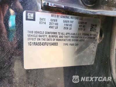 Zdjęcie 12 z 12 samochodu: 2015 CHEVROLET VOLT VIN:1G1RA6E43FU104883 - miniatura