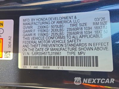 Zdjęcie 13 z 13 samochodu: 2026 HONDA CR-V SPORT VIN:5J6RS5H51TL019961 - miniatura