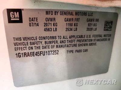 Zdjęcie 12 z 12 samochodu: 2015 CHEVROLET VOLT VIN:1G1RA6E45FU107252 - miniatura