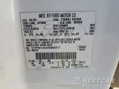 Zdjęcie 12 z 12 samochodu: 2005 FORD F150 SUPERCREW VIN:1FTPW14545KE84517 - miniatura