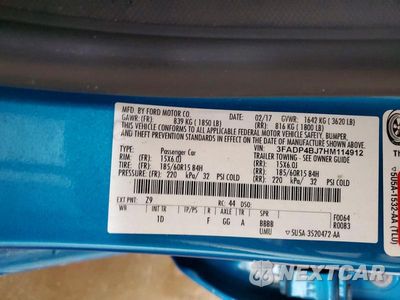 Zdjęcie 12 z 12 samochodu: 2017 FORD FIESTA SE VIN:3FADP4BJ7HM114912 - miniatura