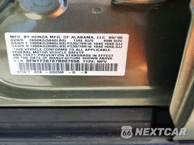 Zdjęcie 13 z 13 samochodu: 2007 HONDA PILOT EXL VIN:5FNYF28787B007658 - miniatura