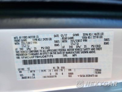 Zdjęcie 14 z 14 samochodu: 2017 FORD ESCAPE S VIN:1FMCU0F78HUD87175 - miniatura