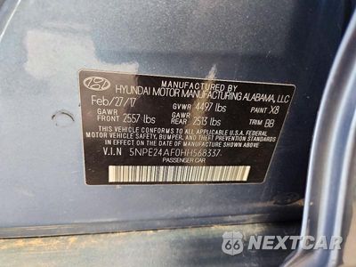 Zdjęcie 12 z 12 samochodu: 2017 HYUNDAI SONATA BASE VIN:5NPE24AF0HH568337 - miniatura