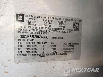 Zdjęcie 12 z 12 samochodu: 2017 CHEVROLET SILVERADO K1500 LT VIN:3GCUKREC2HG362406 - miniatura