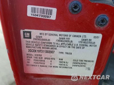 Zdjęcie 13 z 13 samochodu: 2001 CHEVROLET SILVERADO K1500 VIN:2GCEK19T311302987 - miniatura