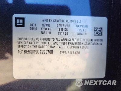 Zdjęcie 12 z 12 samochodu: 2016 CHEVROLET CRUZE LT VIN:1G1BE5SM9G7290708 - miniatura