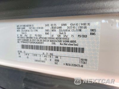 Zdjęcie 13 z 13 samochodu: 2025 FORD TRANSIT T-350 VIN:1FBAX2YG0SKA08351 - miniatura