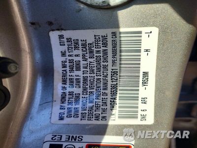Zdjęcie 12 z 12 samochodu: 2006 HONDA CIVIC LX VIN:1HGFA16536L127561 - miniatura