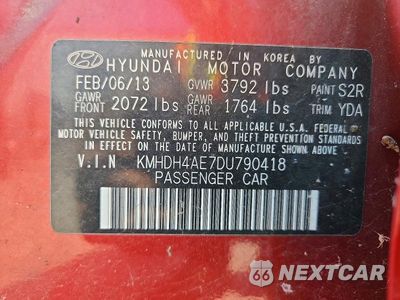 Zdjęcie 12 z 12 samochodu: 2013 HYUNDAI ELANTRA GLS VIN:KMHDH4AE7DU790418 - miniatura