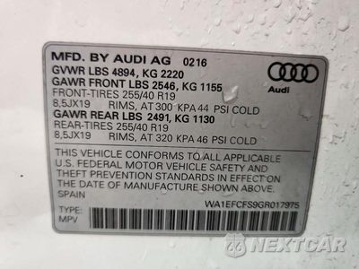 Zdjęcie 13 z 13 samochodu: 2016 AUDI Q3 PREMIUM PLUS VIN:WA1EFCFS9GR017975 - miniatura