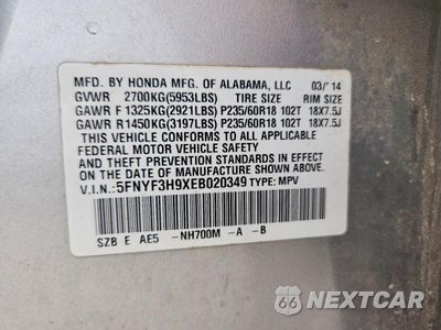 Zdjęcie 13 z 13 samochodu: 2014 HONDA PILOT TOURING VIN:5FNYF3H9XEB020349 - miniatura