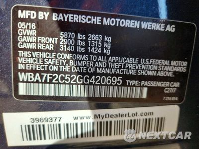 Zdjęcie 12 z 12 samochodu: 2016 BMW 750 XI VIN:WBA7F2C52GG420695 - miniatura